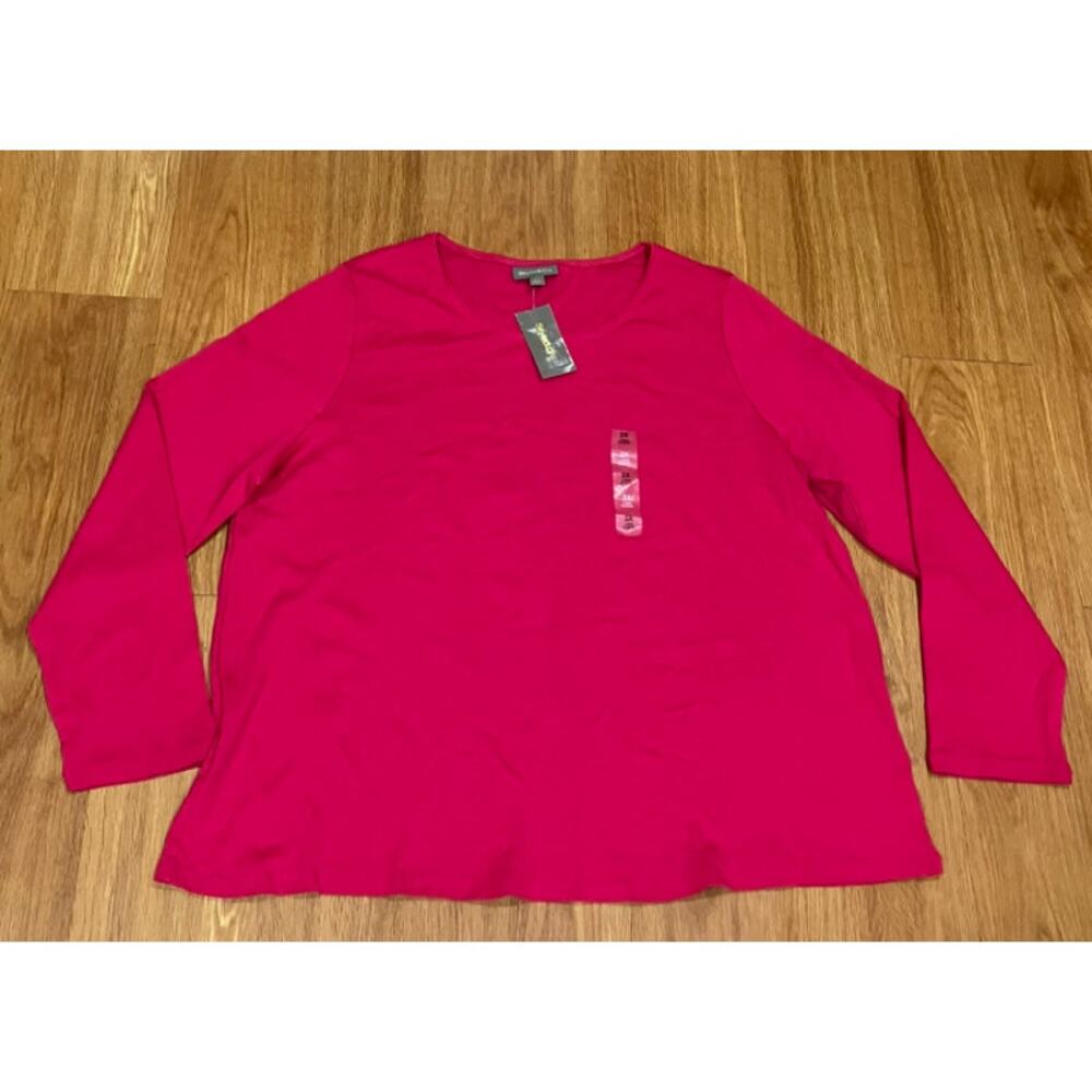 Style & Co Plus Size Scoop-Neck Long-Sleeve Top Berry Bloom 2X